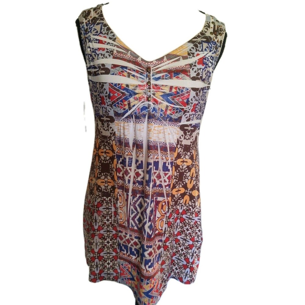 Style & Co Sleeveless Aztec Print Blouse Size PS Multicolor Polyester Blend